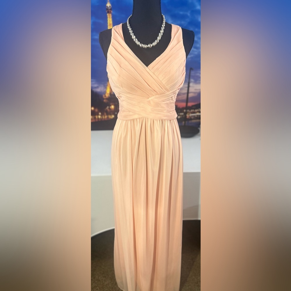 David’s Bridal Elegant Peach Sleeveless Gown